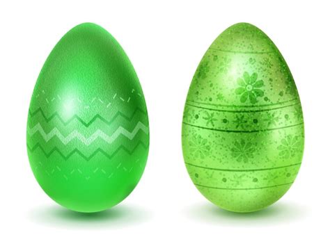 Deux oeufs de Pâques réalistes avec une texture de surface, des motifs ...