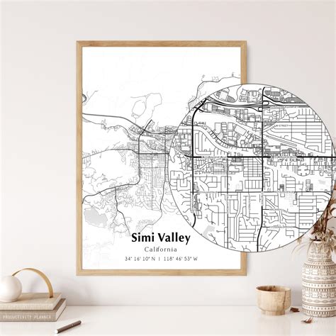 Map of Simi Valley Digital File, Modern City Map, Simi Valley Printable ...