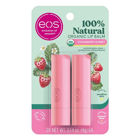 Buy EOS 2 Piece Organic Lip Balm Stick, Strawberry Sorbet, 0.28 Ounce ...
