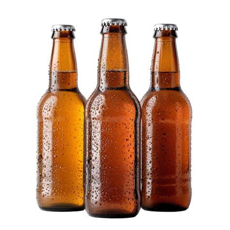 Three Chilled Beer Bottles on White Background 47831669 PNG