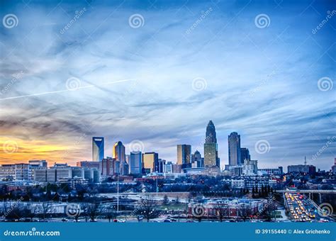 Sunset Over City of Charlotte Stock Photo - Image of beautiful, sunset ...