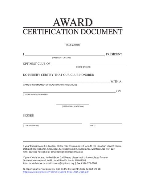 Fillable Online optimist Award Certification Document (5K) - Optimist ...