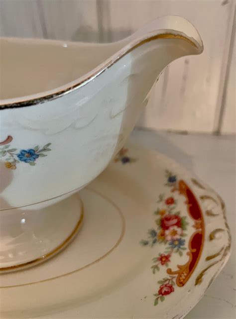 Vintage Homer Laughlin Georgian Ivory Gravy Boat With Plate/vintage ...