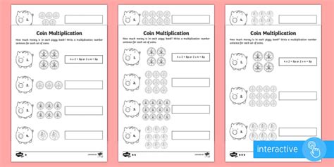 Lower Ability Year 2 Maths Coin Multiplication Homework Worksheet