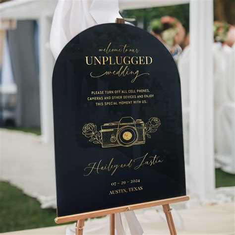 Unplugged Ceremony Sign, Unplugged Wedding Sign, No Phones Wedding Sign, Personalized Black ...