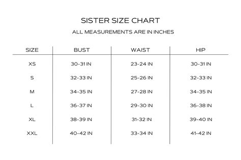 Sister Size Guide