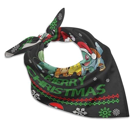 Pokemon Christmas Charmander Squirtle Bulbasaur Square Satin Head Scarf ...
