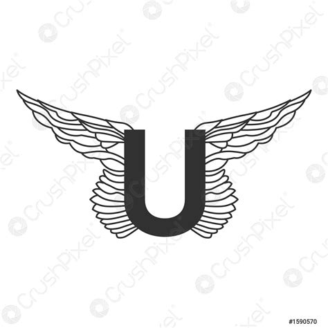 Elegant dynamic letter U with wings Linear design Can be - stock vector ...