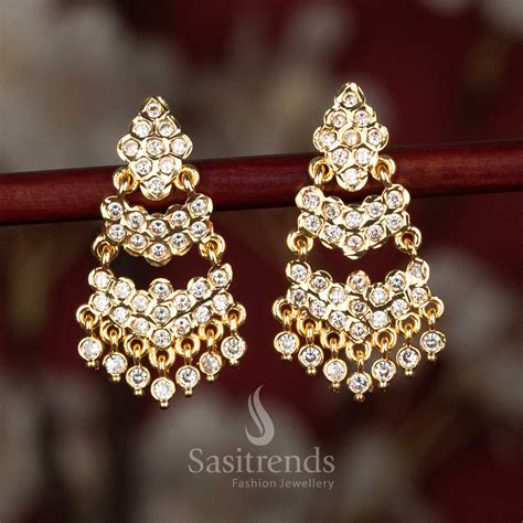 Impon Micro Gold Plated Diamond-Cut AD Stone Earrings – Sasitrends