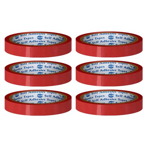 VCR Red Color Tape - 50 Meters in Length - 12mm / 0.5" Width - 06 Rolls ...