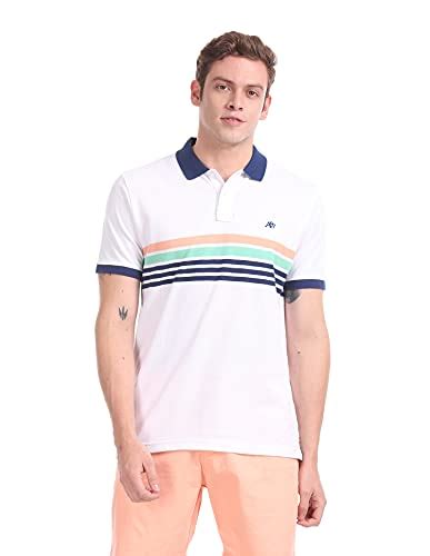 Buy AEROPOSTALE White Striped Chest Pique Polo Shirt at Amazon.in