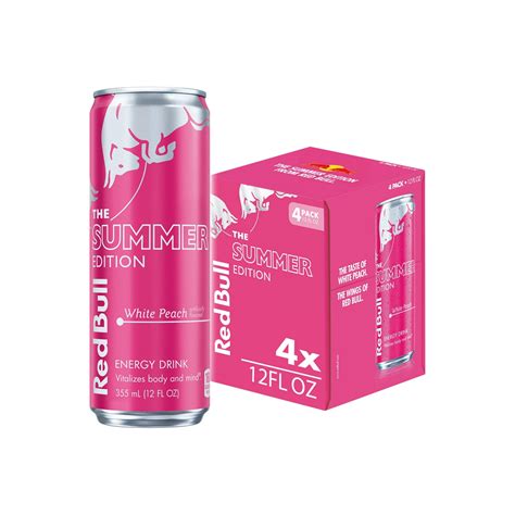Red Bull Summer Edition Energy Drink, White Peach, 12 fl. oz., Pack of ...