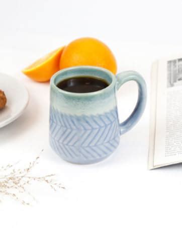 Buy Green Route Handpainted Leaf Design Coffee Mug – 400 ML Handmade ...