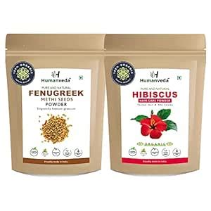 Humanveda Natural Fenugreek and Hibiscus Powder | Each 100gm (Pack of 2 ...