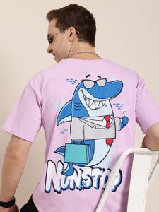 HERE&NOW Printed Men Round Neck Purple T-Shirt - Buy HERE&NOW Printed ...