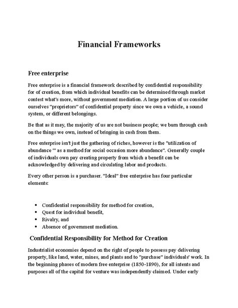 Financial Frameworks - Financial Frameworks Free enterprise Free ...