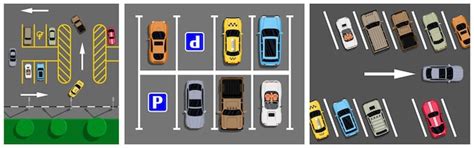 Top view of car parking lots with various vehicles | Premium Vector