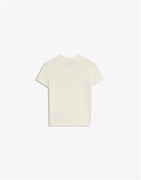 Textured polo collar short sleeve sweater - Women | Bershka