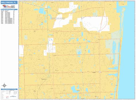 Hollywood Florida Zip Code Wall Map (Basic Style) by MarketMAPS