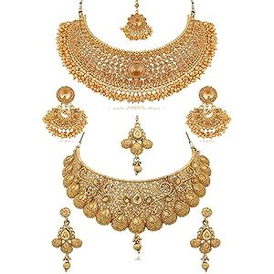 Apara Combo Bridal Wedding Necklace Jewellery Set Earrings for Women ...