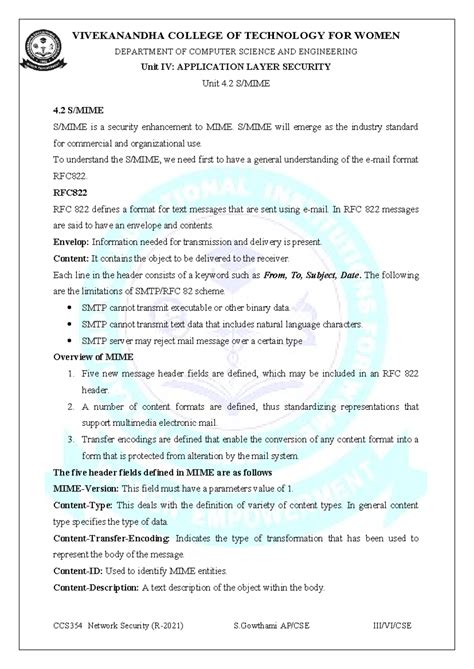 Unit IV - 4.2 S/MIME: Understanding Security in Email Communication ...