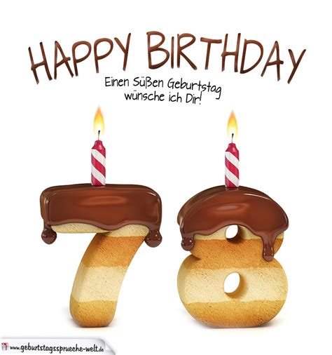 Happy Birthday in Keksschrift zum 78. Geburtstag - Geburtstagssprüche-Welt