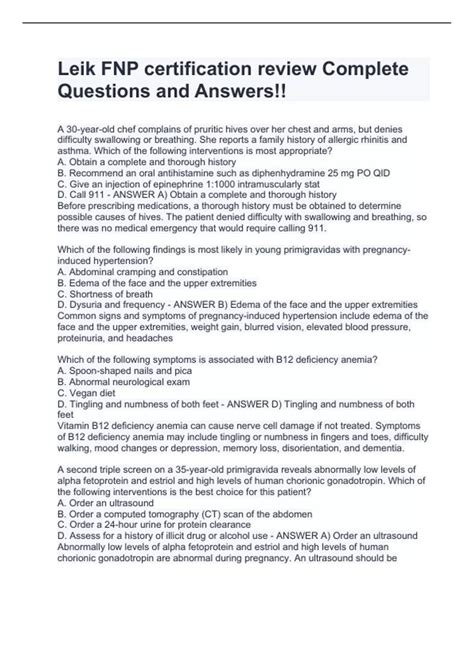 Leik FNP certification review Complete Questions and Answers!! - Leik ...