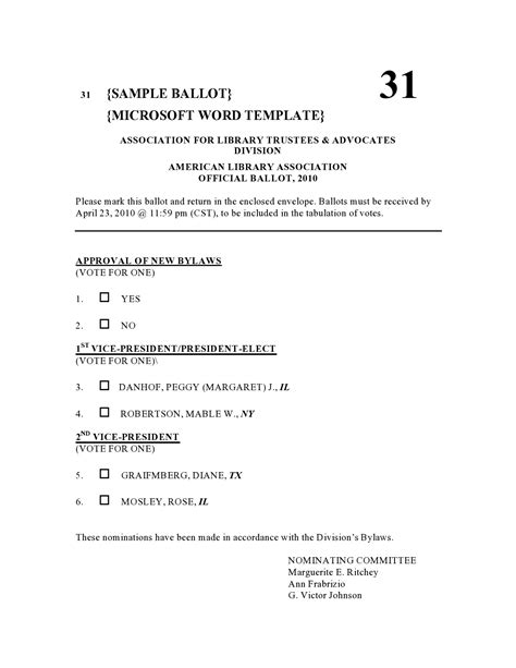 Voting Ballot Template 的图像结果