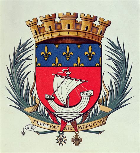 Coat of arms of the city of Paris with the motto Fluctuat Nec Mergitur ...