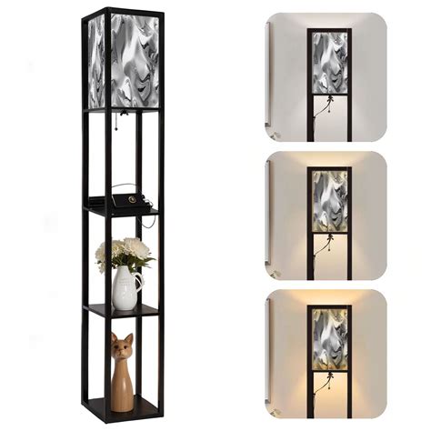Arts Floor Lamp with Shelves Corner Bookshelf Lamp for Living Room ...