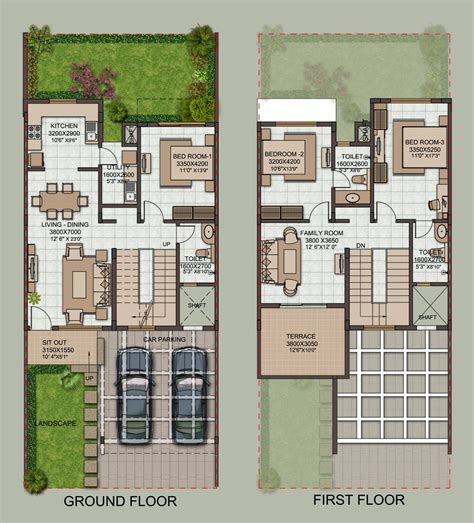 Row House Floor Plan - omahdesignku