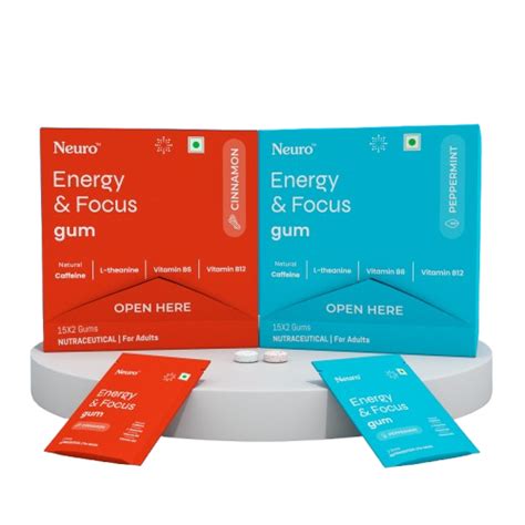 NeuroGum Energy Caffeine Gums - Cinnamon (30 Pieces: 15 X 2 gum sachet ...