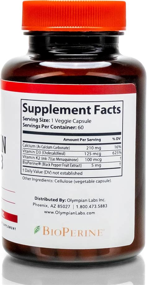 Buy Olympian Labs Vitamin K2 + D3, 60 Servings, Supports Immune System ...