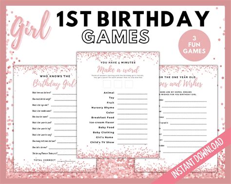 Girls first birthday party games who knows the birthday girl hopes and ...