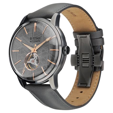 Buy Online Titan Stellar Automatic Meteorite Dial Leather Strap Watch ...