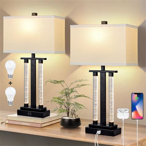 Modern Table Lamps Set of 2, 3-Way Lighting Modes Bedside Table Lamps ...