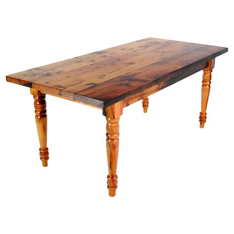 6 ft Pine Dining Room Farm Harvest Table w Turned Legs at 1stDibs