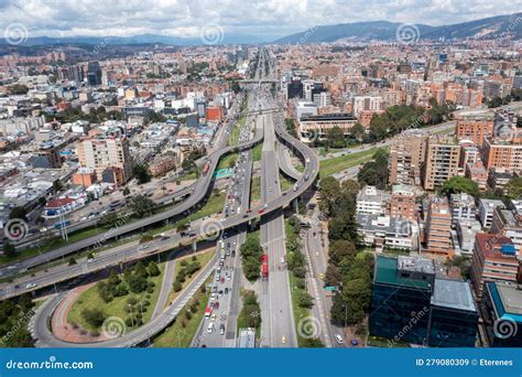 View from a Drone of Road Infrastructure in the City of Bogota. Colombia. Editorial Stock Image ...