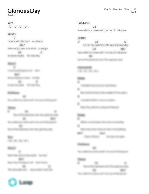 Glorious Day - Chord Chart PDF Download | Loop Community