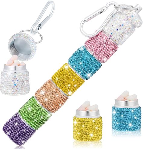 Amazon.com: Pills Container Keychain, Pill Organizer Small Bling ...
