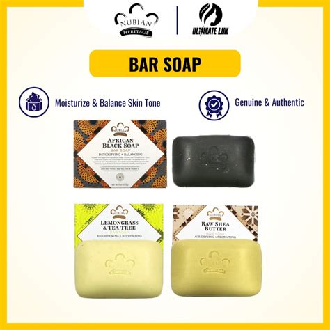 Nubian Heritage, Lemongrass & Tea Tree| African Black| Raw Shea, Bar Soap, Moisturizing, Cruelty ...