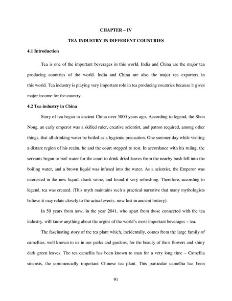 10 chapter 4 - Its a lecture notes - CHAPTER – IV TEA INDUSTRY IN ...