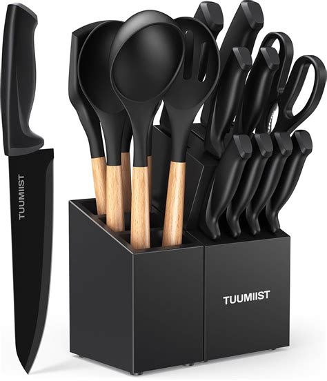 Amazon.com: TUUMIIST 18-Piece Knife Sets for Kitchen with Block and ...