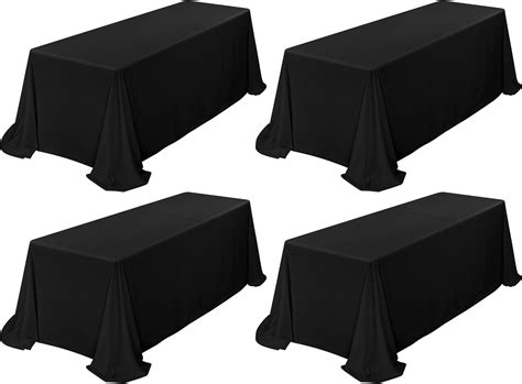 4 Pack Black Tablecloth 90 x 132 Inch, Rectangle Tablecloth for 8 Foot ...