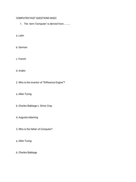 Image result for Computer Past Questions