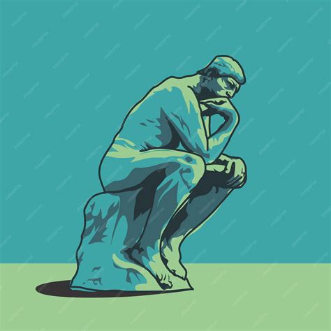 Premium Vector | Thinking man statue illustration auguste rodin's the thinker