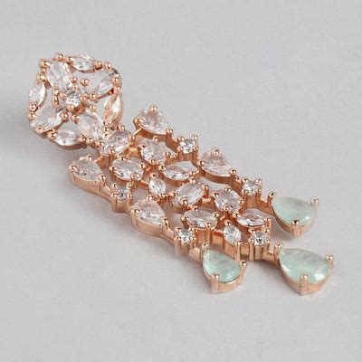 Buy Estele Rose Gold Plated CZ Dazzling Designer Necklace Set with Mint ...