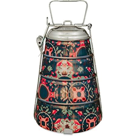ELAN Stainless Steel Tantraa Conoid Pyramid Tiffin Box - Three Tier ...
