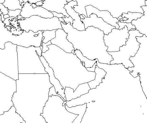 Blank Map of Middle East and North Africa: Printable PDF