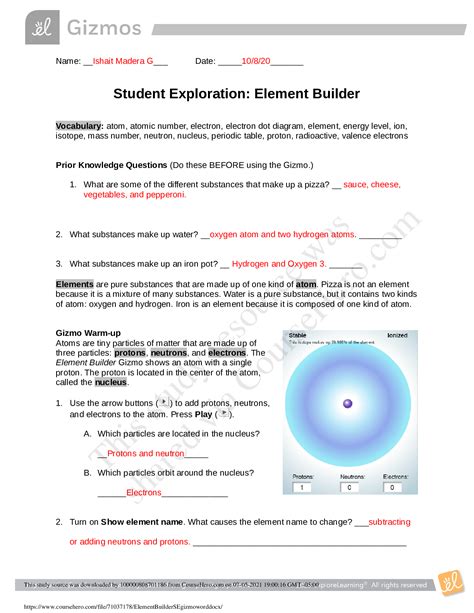 Element Builder_GIZMOs- ANSWER KEY. (SE) 2022 – Scholarfriends ...